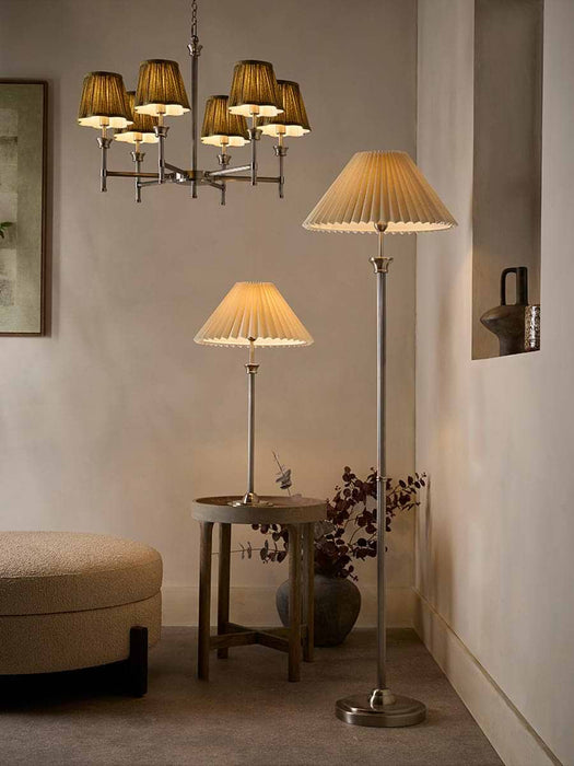 Lucian Six Arm Chandelier with Olive Scalloped Shade