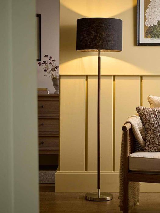 Walnut Brushed Steel Floor Lamp