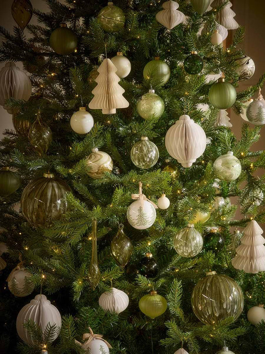 Sixteen Miniature Glass Baubles - Cream