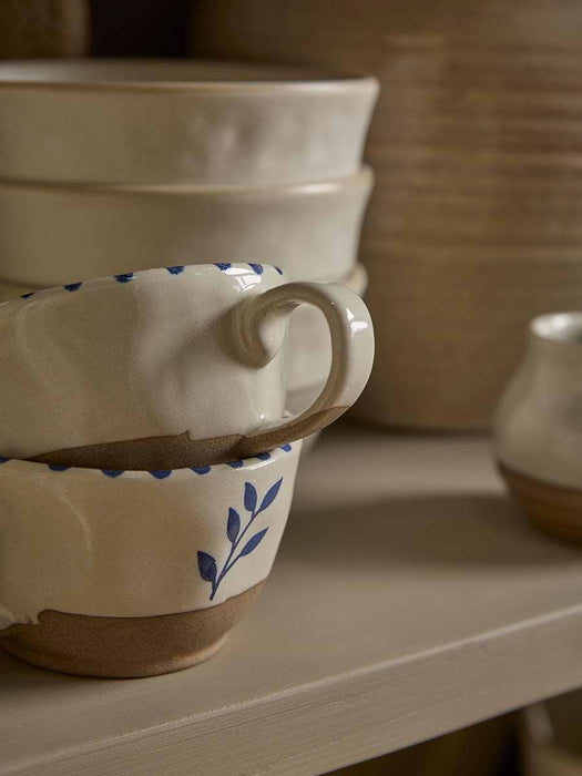 Two Tea Cups - Blue Leaf