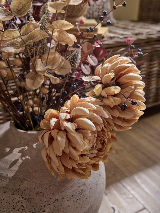 Three Sumptuous Faux Chrysanthemum Stems - Mocha