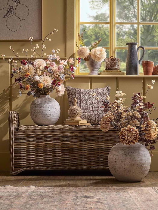 Three Sumptuous Faux Chrysanthemum Stems - Mocha