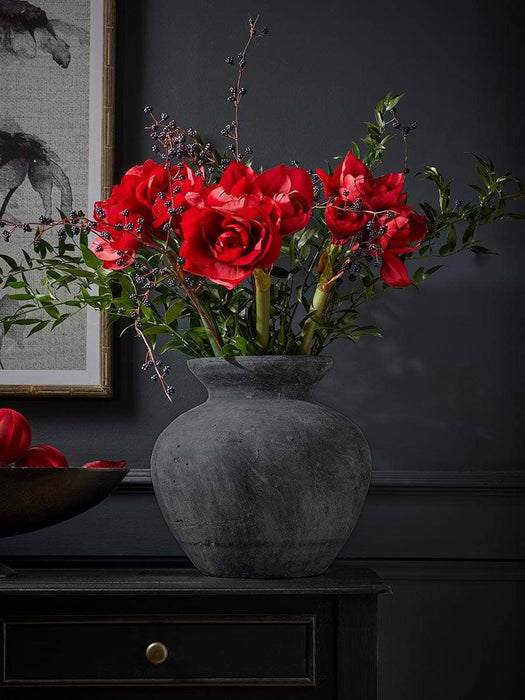 Three Faux Amaryllis Stems - Red