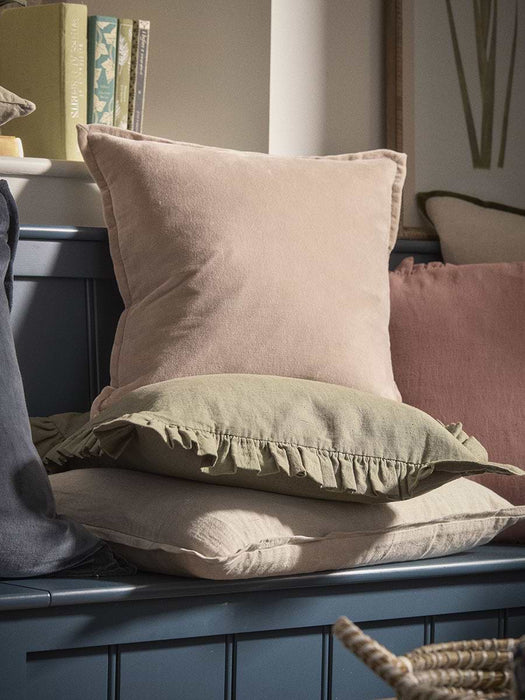Velvet & Cotton Linen Square Cushion Cover - Putty