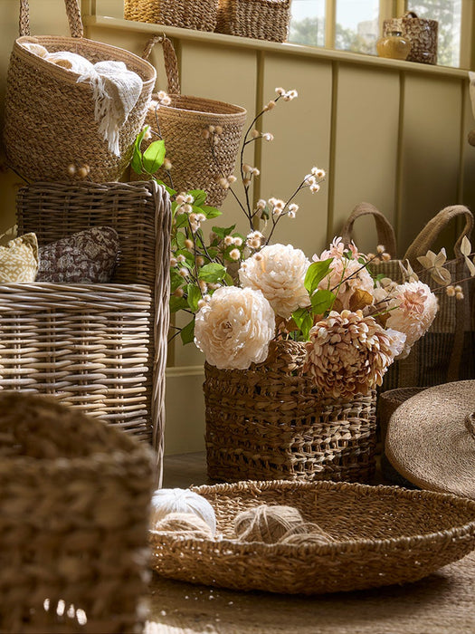 Two Braided Seagrass Hanging Storage Baskets