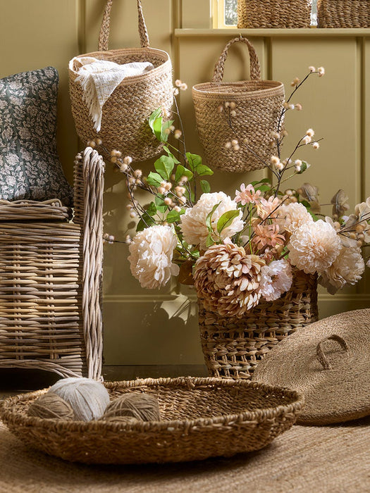 Two Braided Seagrass Hanging Storage Baskets