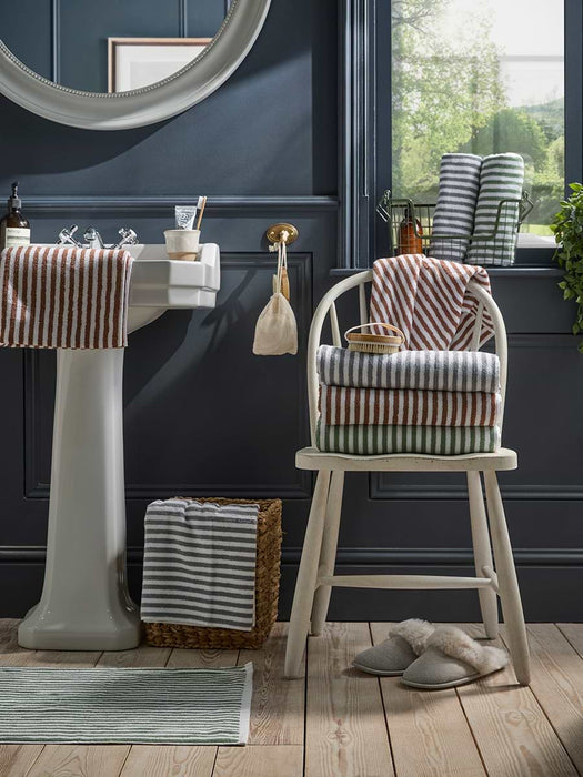Cotton Striped Bath Towel - Eucalyptus