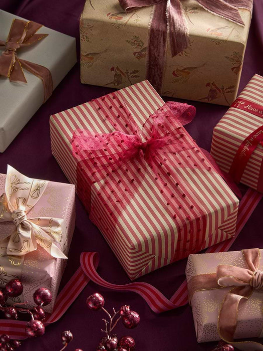 Snowball Textured Organza Ribbon - Berry Red 15m