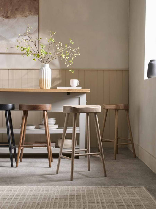 Weathered Oak Counter Stool - Walnut Effect