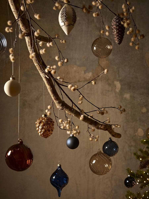 Six Snowy Forest Glass Baubles
