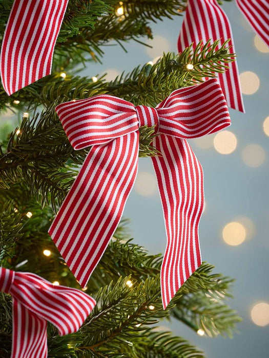 Twelve Candy Striped Tree Bows
