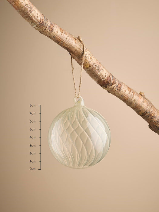 Six Swirl Glass Baubles - Spruce - Small