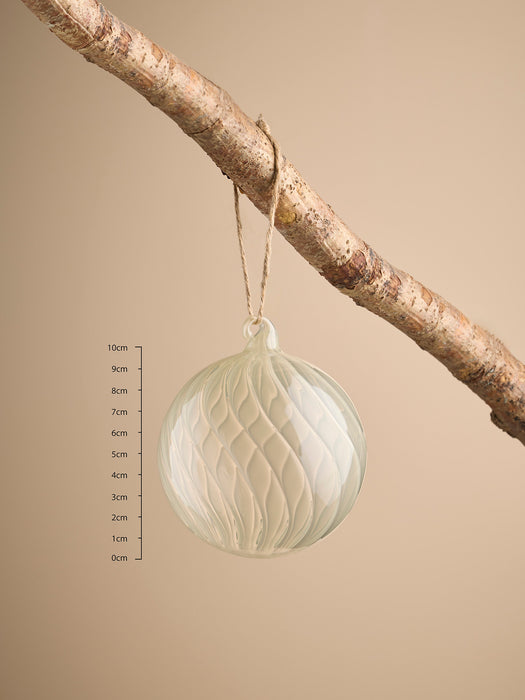 Six Swirl Glass Baubles - Spruce - Large
