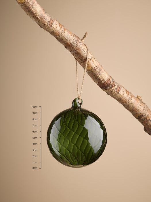 Six Swirl Glass Baubles - Spruce - Large