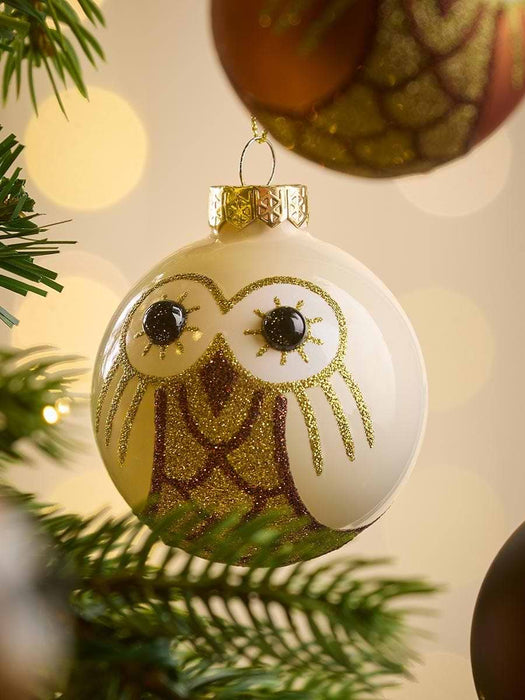 Twelve Miniature Owl Glass Baubles