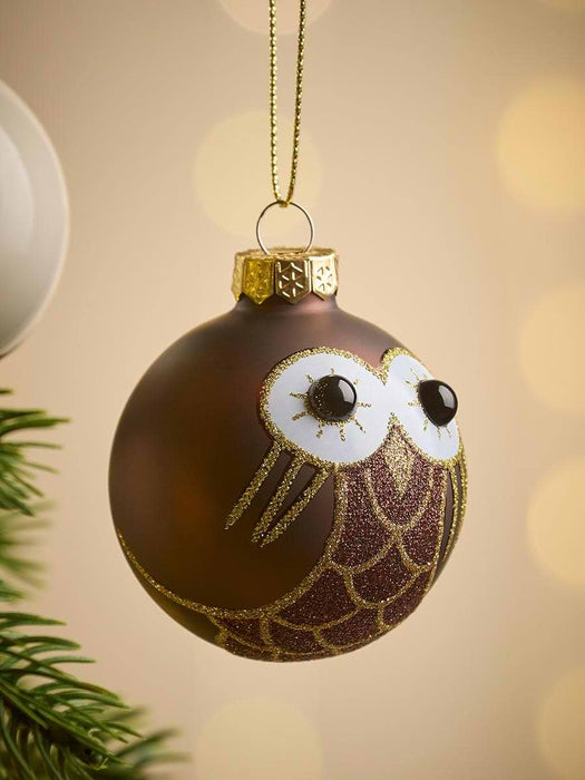 Twelve Miniature Owl Glass Baubles