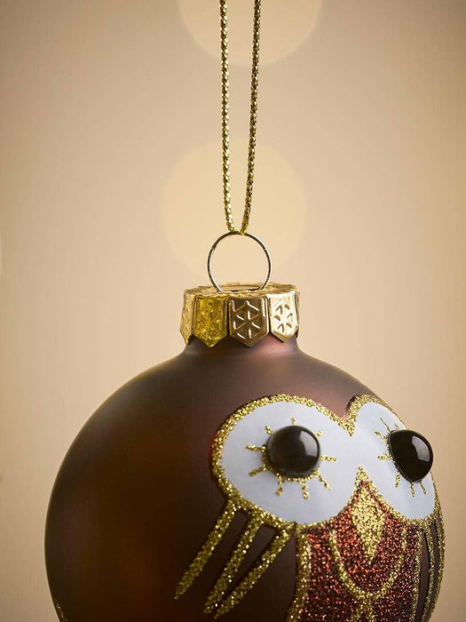 Twelve Miniature Owl Glass Baubles