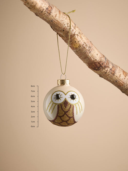 Twelve Miniature Owl Glass Baubles