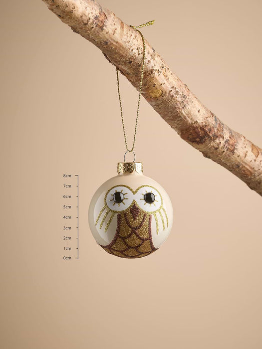 Twelve Miniature Owl Glass Baubles