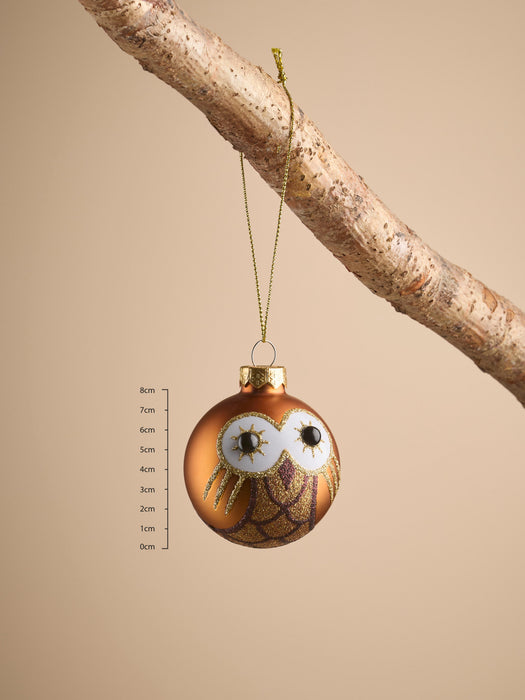 Twelve Miniature Owl Glass Baubles