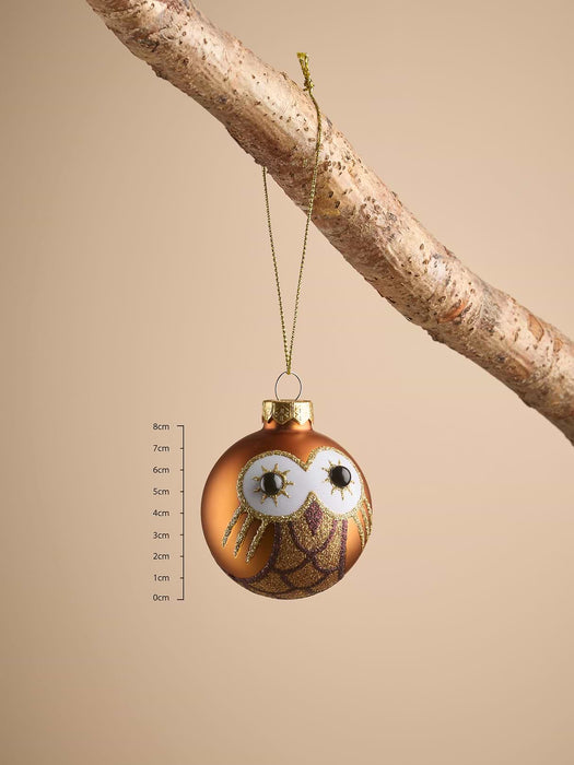 Twelve Miniature Owl Glass Baubles