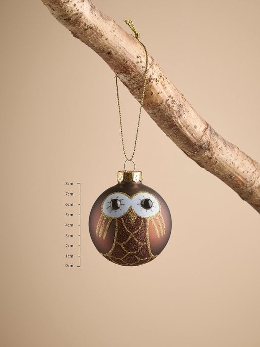 Twelve Miniature Owl Glass Baubles