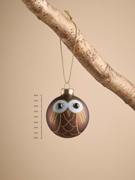 Twelve Miniature Owl Glass Baubles