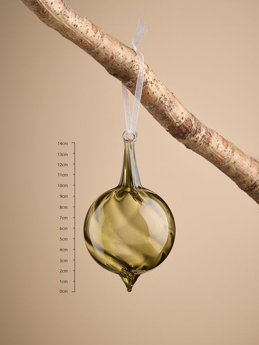 Six Twisted Glass Drops - Moss