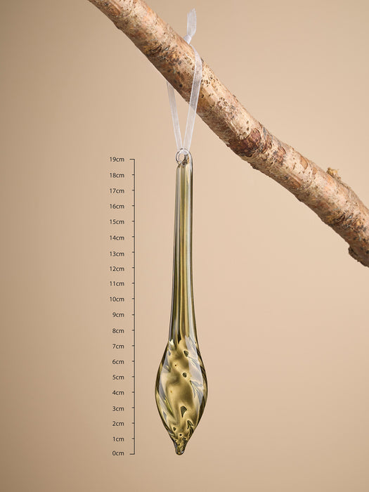 Six Twisted Glass Drops - Moss