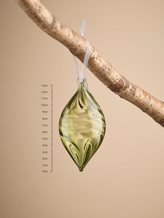 Six Twisted Glass Drops - Moss