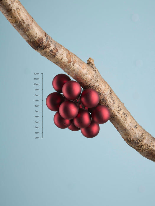 Twelve Glass Bauble Picks - Festive Red