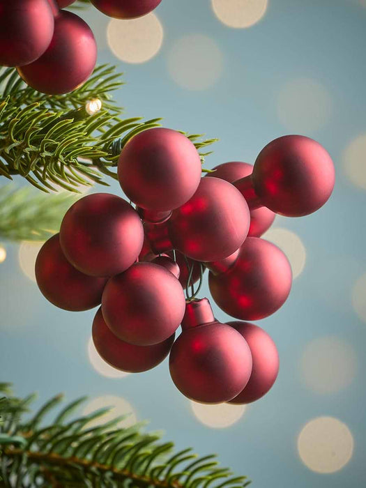 Twelve Glass Bauble Picks - Festive Red