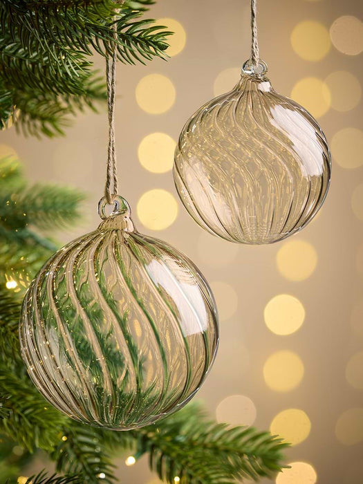 Six Swirl Glass Baubles - Clove - Small