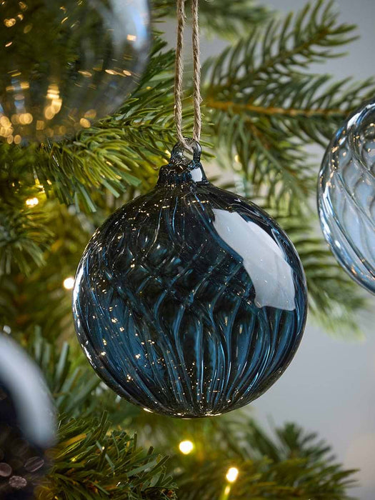 Six Swirl Glass Baubles - Midnight - Small