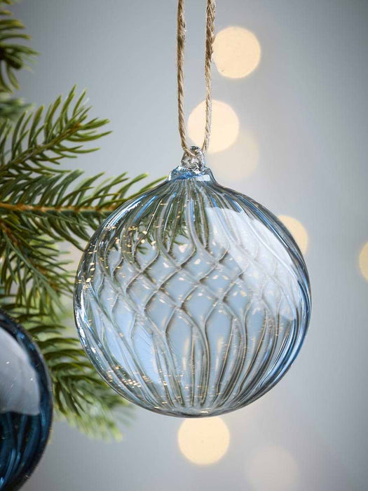 Six Swirl Glass Baubles - Midnight - Small