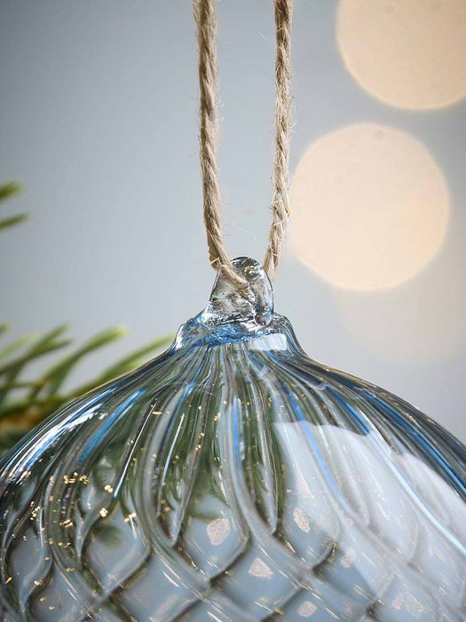 Six Swirl Glass Baubles - Midnight - Small