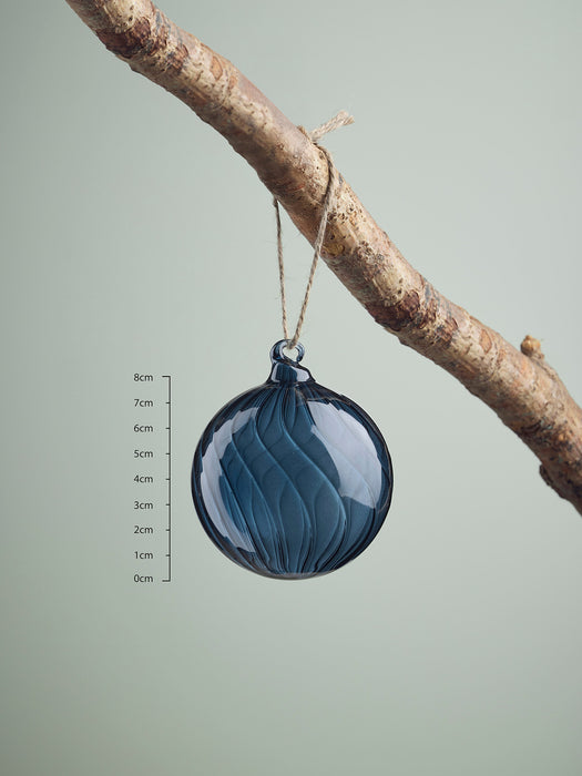 Six Swirl Glass Baubles - Midnight - Small