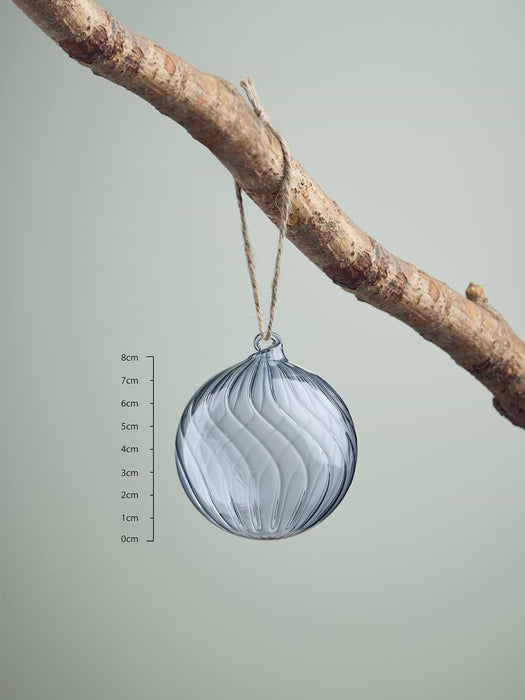 Six Swirl Glass Baubles - Midnight - Small