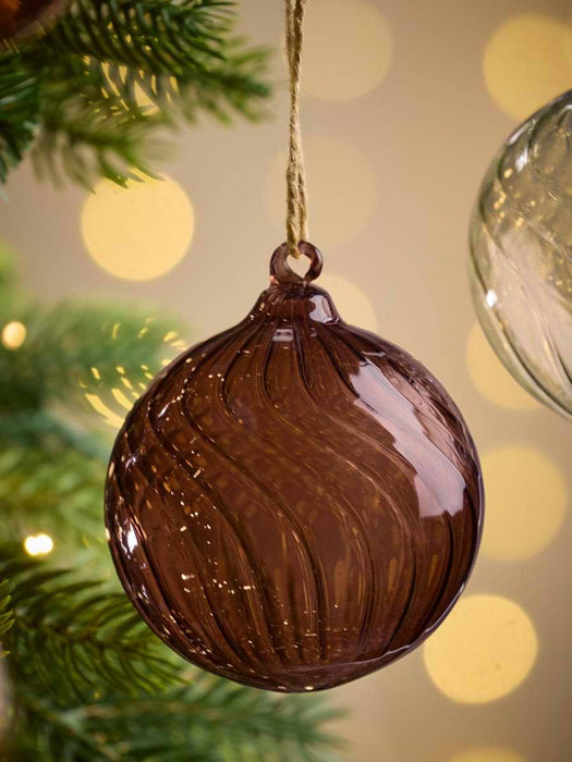 Six Swirl Glass Baubles - Clove - Small