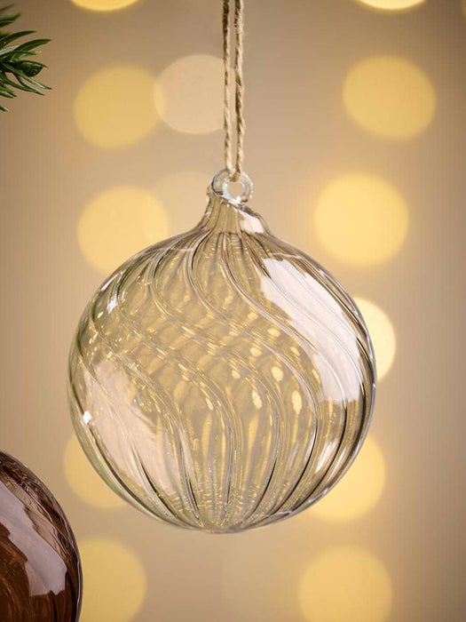 Six Swirl Glass Baubles - Clove - Small