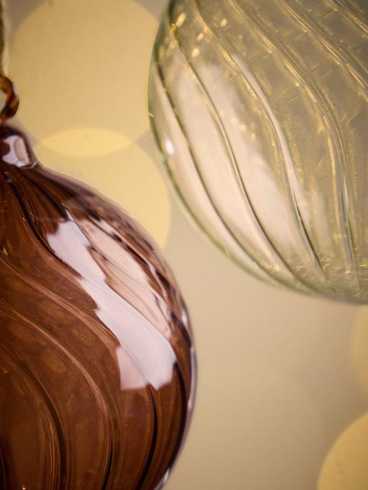 Six Swirl Glass Baubles - Clove - Small