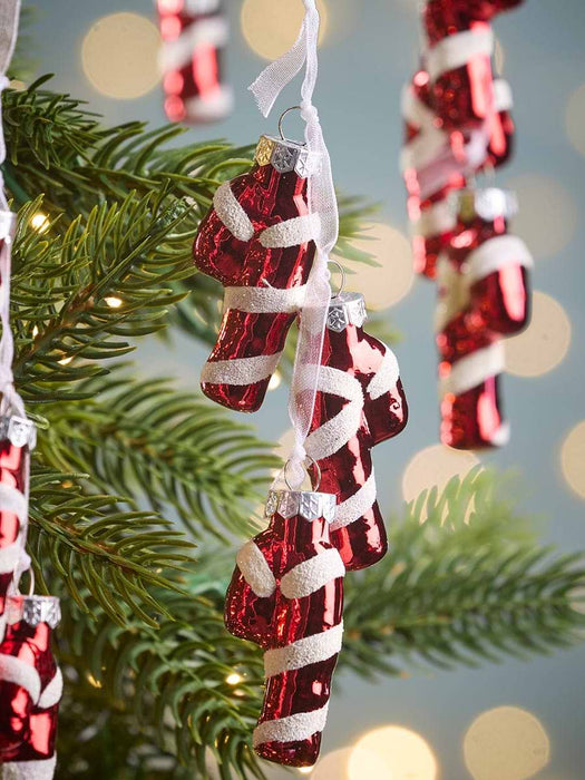 Twelve Miniature Glass Candy Cane Clusters