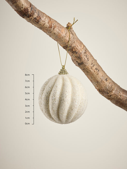 Twelve Glittered Fluted Shatterproof Baubles