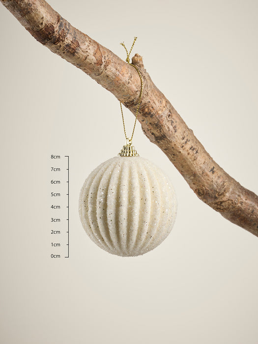 Twelve Glittered Fluted Shatterproof Baubles