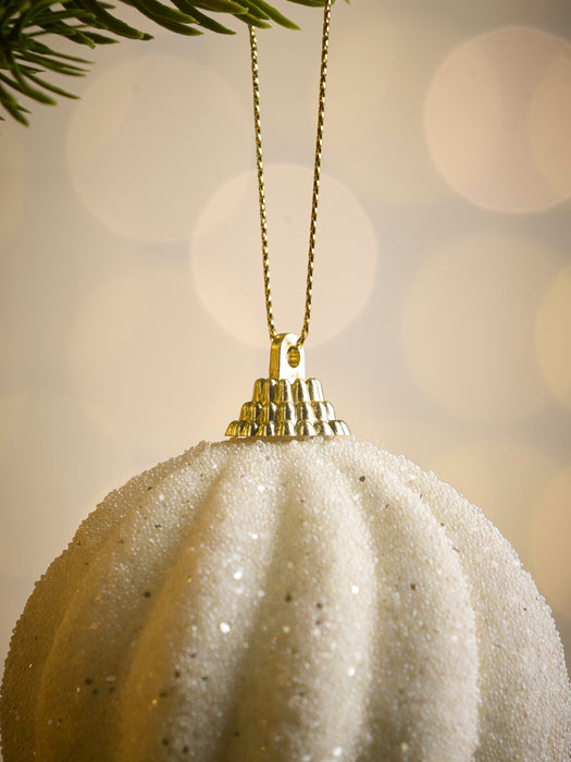 Twelve Glittered Fluted Shatterproof Baubles