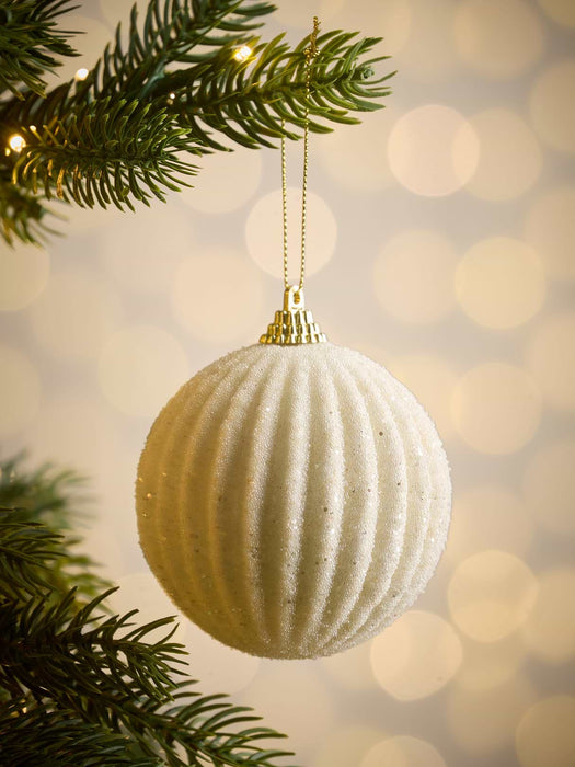 Twelve Glittered Fluted Shatterproof Baubles