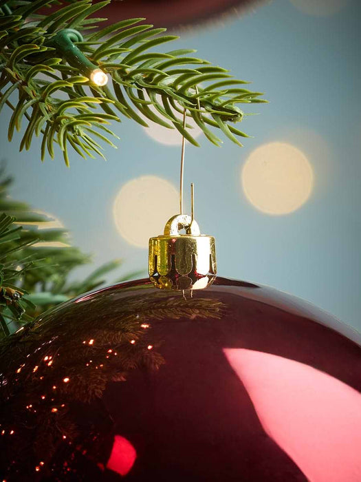 Three Oversized Shatterproof Baubles - Berry Red - 14cm