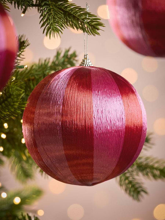 Three Oversized Shatterproof Threaded Baubles - Fuchsia