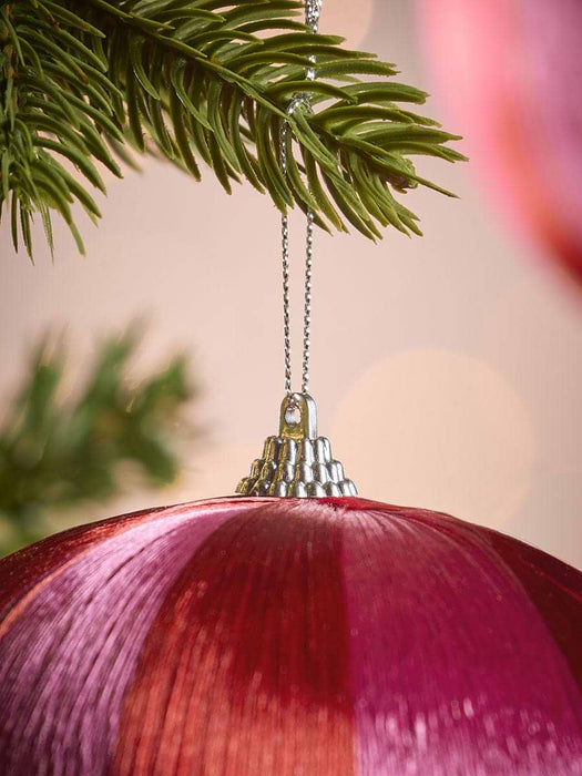 Three Oversized Shatterproof Threaded Baubles - Fuchsia