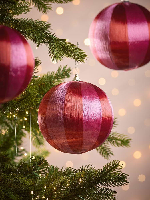 Three Oversized Shatterproof Threaded Baubles - Fuchsia